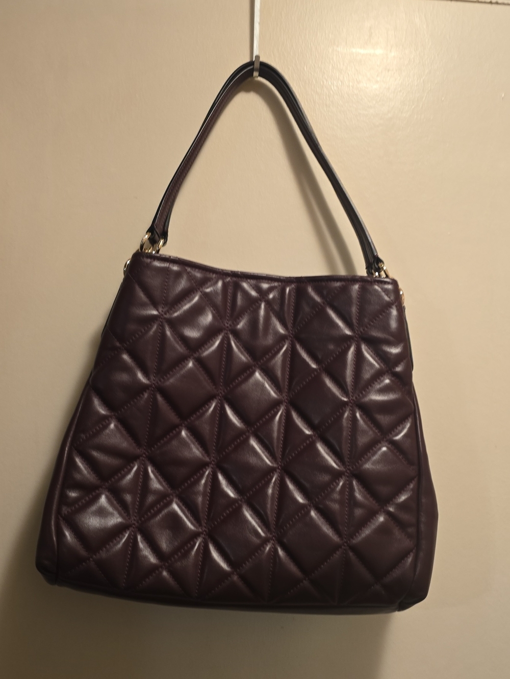 Quilted Women's Coach Shoulder Bag in Deep Plum